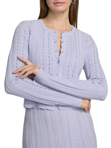 LoveShackFancy Women's Peridot Scalloped Trim Cardigan | Thumbnail 6 LoveShackFancy Women's Peridot Scalloped Trim Cardigan | Thumbnail 6