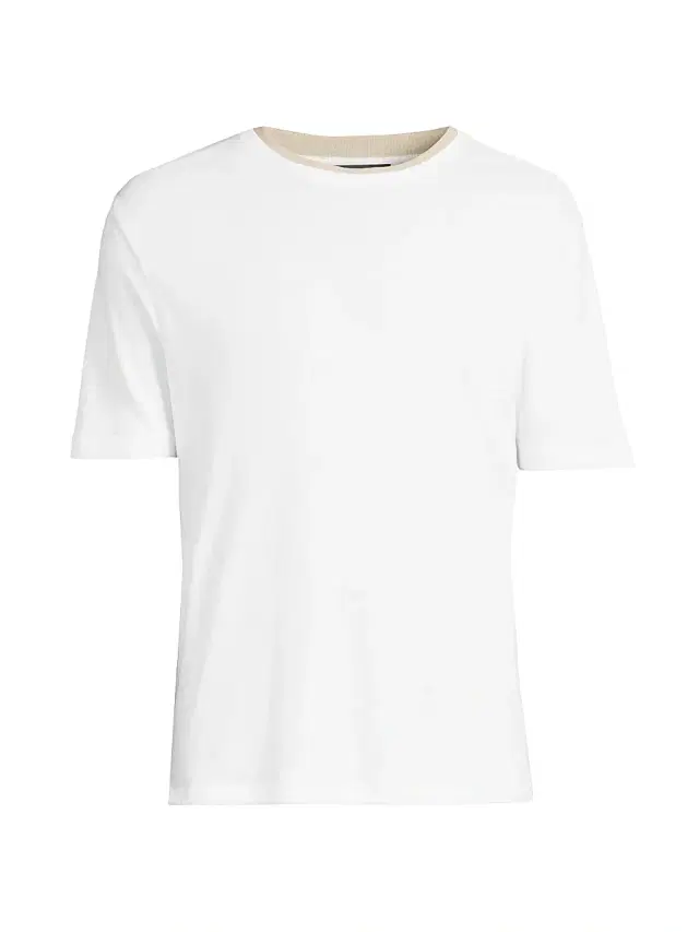 Vince Men's Relaxed Double-Collar Crewneck T-Shirt - Optic White