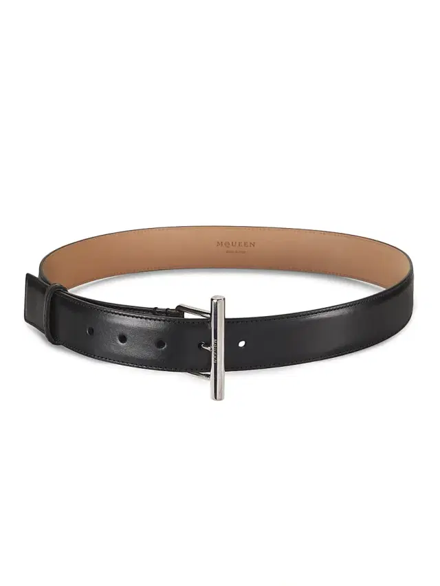 McQueen Women's Sling Leather Belt - Black Silver