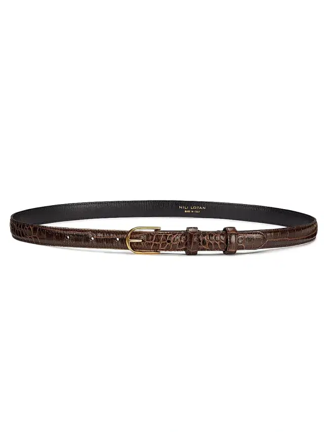 Nili Lotan Women's Jane Snake-Embossed Leather Belt - Brown Snake Skin With Gold
