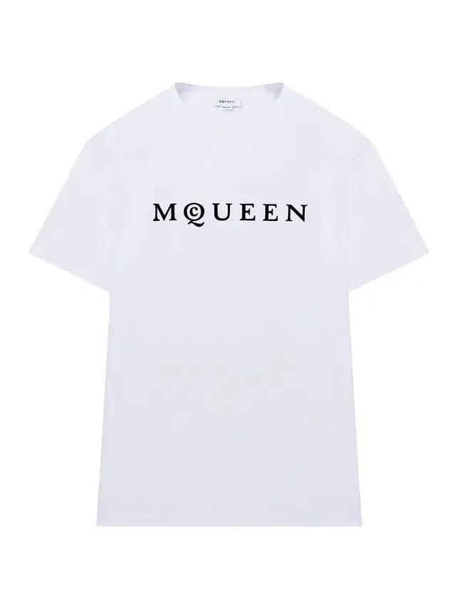 McQueen Men's Logo Cotton Crewneck T-Shirt - White Black