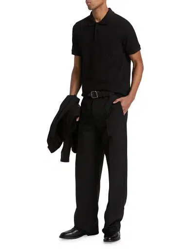 Vince Men's Drop-Needle Striped Pima Cotton Polo Shirt - Black - Size XXL | Thumbnail 2 Vince Men's Drop-Needle Striped Pima Cotton Polo Shirt - Black - Size XXL | Thumbnail 2
