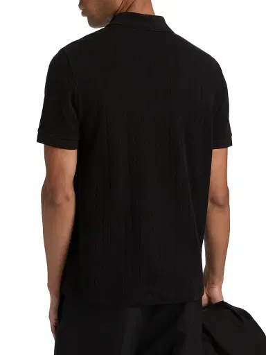 Vince Men's Drop-Needle Striped Pima Cotton Polo Shirt - Black - Size XXL | Thumbnail 5 Vince Men's Drop-Needle Striped Pima Cotton Polo Shirt - Black - Size XXL | Thumbnail 5