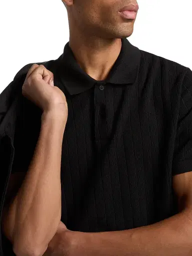 Vince Men's Drop-Needle Striped Pima Cotton Polo Shirt - Black - Size XXL | Thumbnail 6 Vince Men's Drop-Needle Striped Pima Cotton Polo Shirt - Black - Size XXL | Thumbnail 6