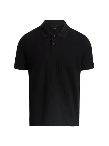 Vince Men's Drop-Needle Striped Pima Cotton Polo Shirt - Black - Size XXL | Thumbnail 1 Vince Men's Drop-Needle Striped Pima Cotton Polo Shirt - Black - Size XXL | Thumbnail 1