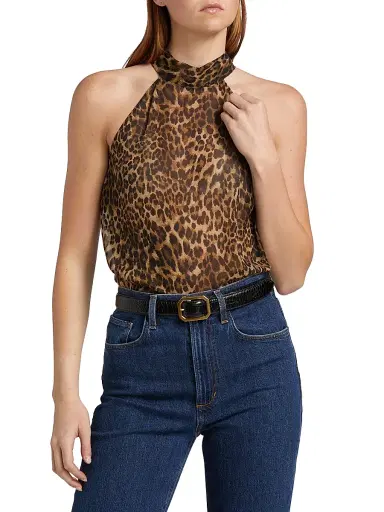 Nili Lotan Women's Alla Silk Halterneck Top - Vintage Leopard Print | Thumbnail 3 Nili Lotan Women's Alla Silk Halterneck Top - Vintage Leopard Print | Thumbnail 3