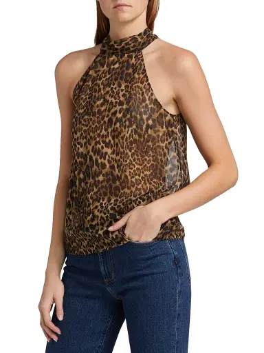 Nili Lotan Women's Alla Silk Halterneck Top - Vintage Leopard Print | Thumbnail 4 Nili Lotan Women's Alla Silk Halterneck Top - Vintage Leopard Print | Thumbnail 4