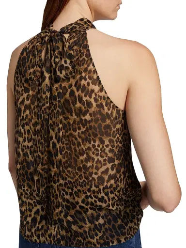Nili Lotan Women's Alla Silk Halterneck Top - Vintage Leopard Print | Thumbnail 6 Nili Lotan Women's Alla Silk Halterneck Top - Vintage Leopard Print | Thumbnail 6