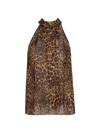 Nili Lotan Women's Alla Silk Halterneck Top - Vintage Leopard Print | Thumbnail 1 Nili Lotan Women's Alla Silk Halterneck Top - Vintage Leopard Print | Thumbnail 1