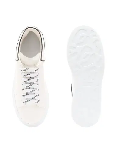 Alexander McQueen Men's Oversized Leather Platform Sneakers - Cream Black - Size 12.5 | Thumbnail 4