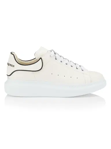 Alexander McQueen Men's Oversized Leather Platform Sneakers - Cream Black - Size 12.5 | Thumbnail 1