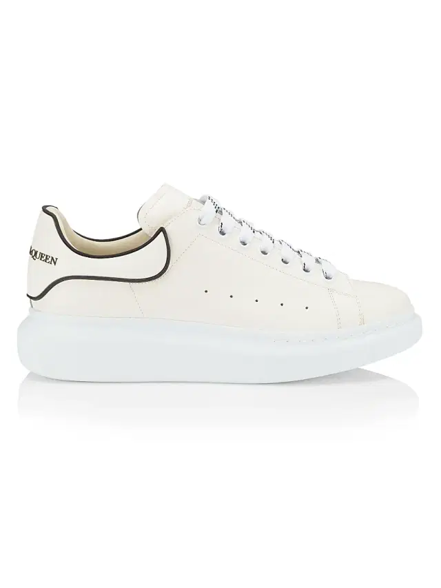 McQueen Men's Oversized Leather Platform Sneakers - Cream Black