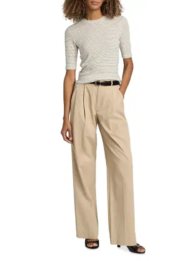 Vince Women's Striped Cotton-Blend Crewneck T-Shirt - Tapenade Combo - Size XXS | Thumbnail 2
