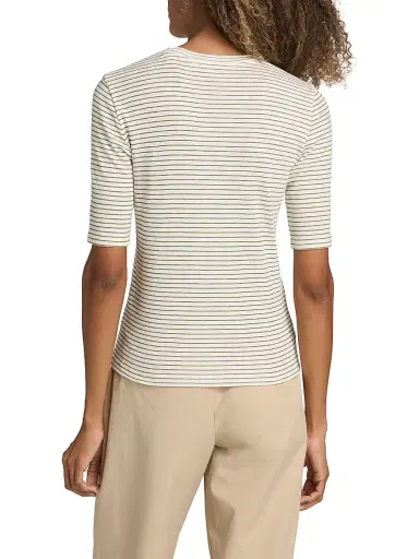 Vince Women's Striped Cotton-Blend Crewneck T-Shirt - Tapenade Combo - Size XXS | Thumbnail 5