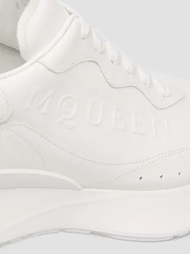 Alexander McQueen Men's Sprint Runner Leather Low-Top Sneakers - White - Size 13 | Thumbnail 4