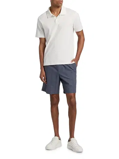 Vince Men's Mesh Knit Snap Polo Shirt - Off White - Size XXL | Thumbnail 2