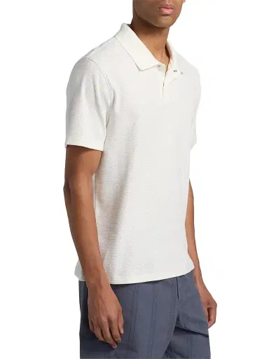 Vince Men's Mesh Knit Snap Polo Shirt - Off White - Size XXL | Thumbnail 4