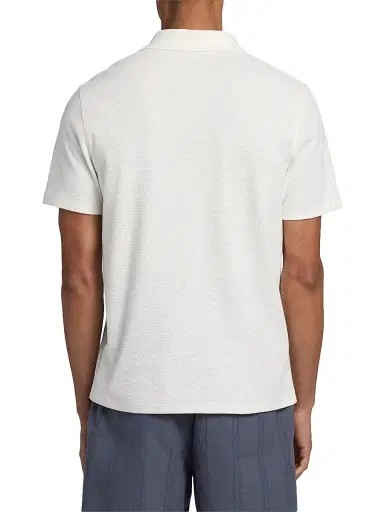 Vince Men's Mesh Knit Snap Polo Shirt - Off White - Size XXL | Thumbnail 5