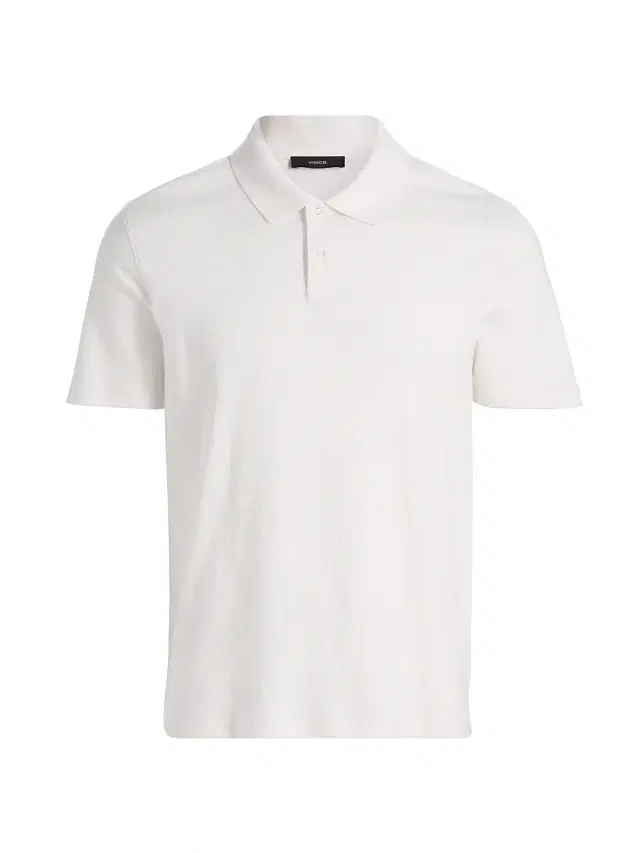 Vince Men's Mesh Knit Snap Polo Shirt - Off White