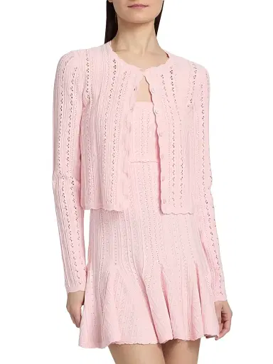 LoveShackFancy Women's Peridot Scalloped Trim Cardigan - Peach Sorbet - Size XXL | Thumbnail 3 LoveShackFancy Women's Peridot Scalloped Trim Cardigan - Peach Sorbet - Size XXL | Thumbnail 3