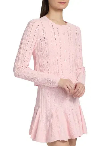 LoveShackFancy Women's Peridot Scalloped Trim Cardigan - Peach Sorbet - Size XXL | Thumbnail 4 LoveShackFancy Women's Peridot Scalloped Trim Cardigan - Peach Sorbet - Size XXL | Thumbnail 4