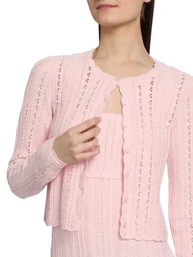 LoveShackFancy Women's Peridot Scalloped Trim Cardigan - Peach Sorbet - Size XXL | Thumbnail 6 LoveShackFancy Women's Peridot Scalloped Trim Cardigan - Peach Sorbet - Size XXL | Thumbnail 6