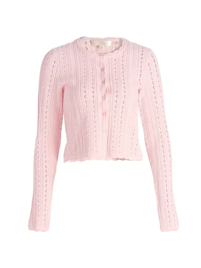 LoveShackFancy Women's Peridot Scalloped Trim Cardigan - Peach Sorbet