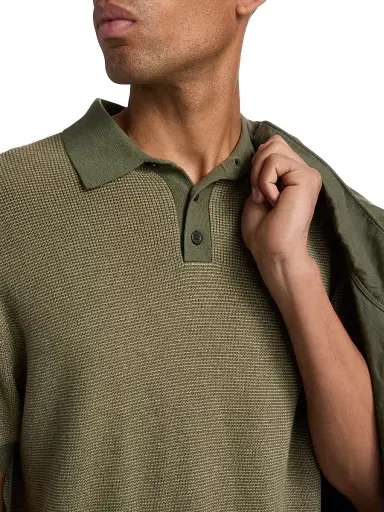 Vince Men's Colorblocked Feed-Stripe Cotton-Cashmere Polo Shirt - Coulter Green Desert Brush - Size XXL | Thumbnail 6 Vince Men's Colorblocked Feed-Stripe Cotton-Cashmere Polo Shirt - Coulter Green Desert Brush - Size XXL | Thumbnail 6