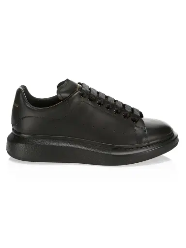Alexander McQueen Men's Oversized Leather Platform Sneakers - Black - Size 14.5 | Thumbnail 1