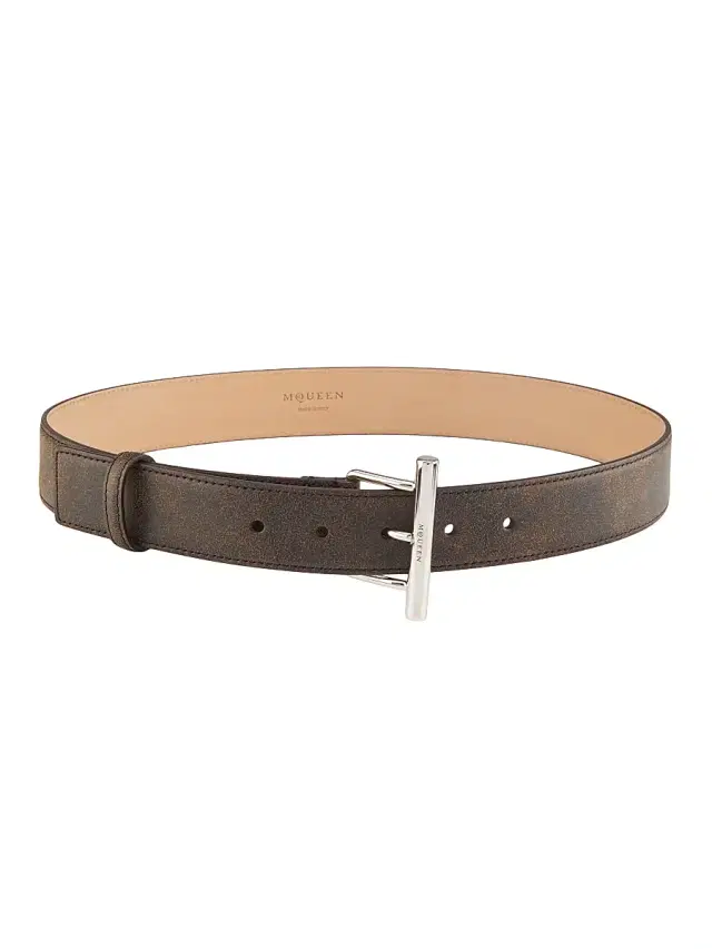 McQueen Women's Sling Leather Belt - Oak Brown Silver