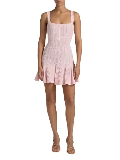 LoveShackFancy Women's Tabatha Pointelle Minidress - Peach Sorbet - Size Large | Thumbnail 2 LoveShackFancy Women's Tabatha Pointelle Minidress - Peach Sorbet - Size Large | Thumbnail 2
