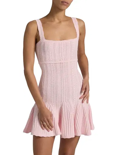 LoveShackFancy Women's Tabatha Pointelle Minidress - Peach Sorbet - Size Large | Thumbnail 3 LoveShackFancy Women's Tabatha Pointelle Minidress - Peach Sorbet - Size Large | Thumbnail 3