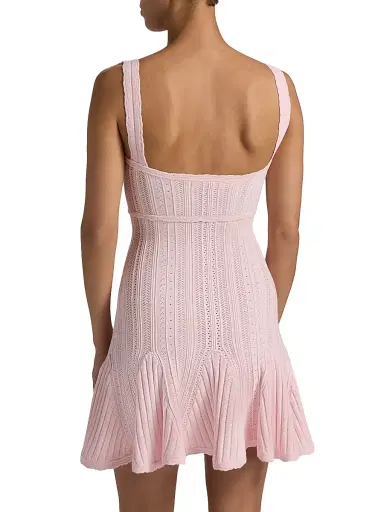 LoveShackFancy Women's Tabatha Pointelle Minidress - Peach Sorbet - Size Large | Thumbnail 5 LoveShackFancy Women's Tabatha Pointelle Minidress - Peach Sorbet - Size Large | Thumbnail 5