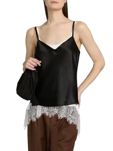 Vince Women's Satin V-Neck Cami - Black - Size XXS | Thumbnail 3 Vince Women's Satin V-Neck Cami - Black - Size XXS | Thumbnail 3