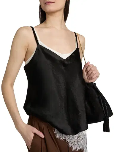 Vince Women's Satin V-Neck Cami - Black - Size XXS | Thumbnail 6 Vince Women's Satin V-Neck Cami - Black - Size XXS | Thumbnail 6
