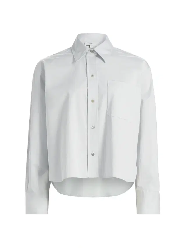 Vince Women's Boxy Cotton Crop Shirt - Light Grey