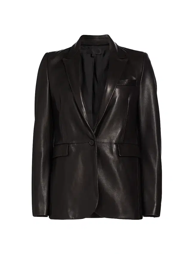 Nili Lotan Women's Belmonde Leather Tailored Blazer - Black