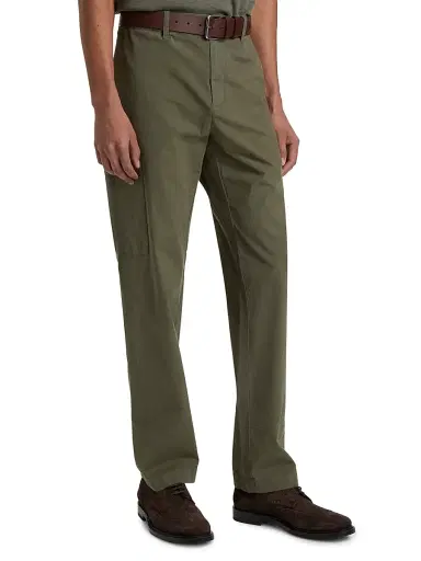 Vince Men's Owen Stretch-Cotton Straight-Leg Trousers - Coulter Green - Size 38 | Thumbnail 4