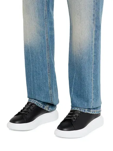 Alexander McQueen Men's Oversized Leather Platform Sneakers - Black White - Size 10 | Thumbnail 5