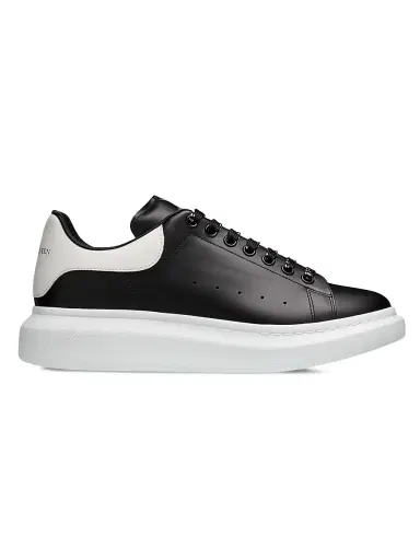 Alexander McQueen Men's Oversized Leather Platform Sneakers - Black White - Size 10 | Thumbnail 1