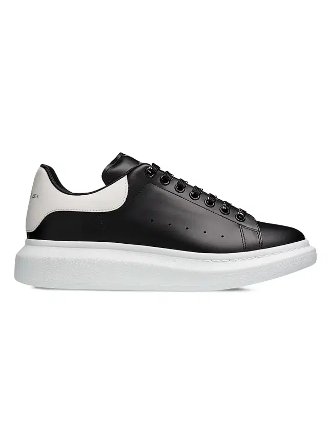 McQueen Men's Oversized Leather Platform Sneakers - Black White