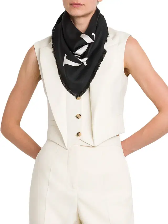 McQueen Women's Exploded Silk Logo Scarf - Black