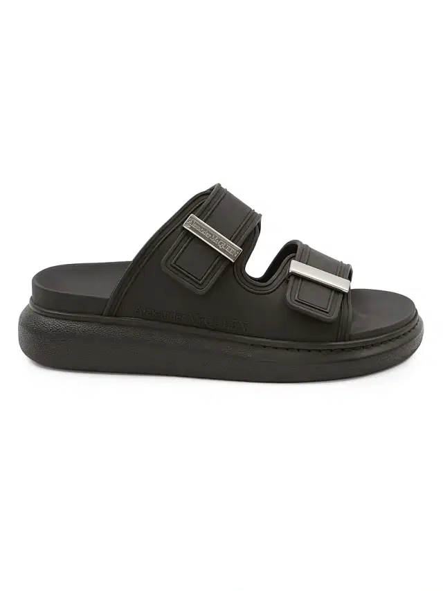 McQueen Men's Hybrid Double-Buckle Sandals - Black Silver