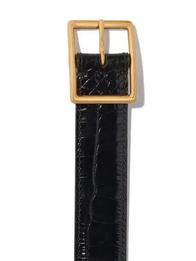 Nili Lotan Women's Gabriele Leather Belt - Black Antique Gold Buckle | Thumbnail 2