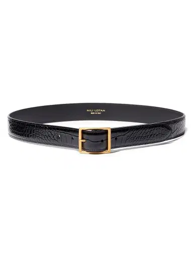 Nili Lotan Women's Gabriele Leather Belt - Black Antique Gold Buckle | Thumbnail 1