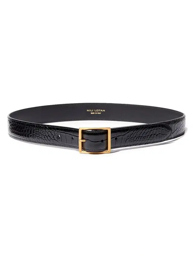Nili Lotan Women's Gabriele Leather Belt - Black Antique Gold Buckle