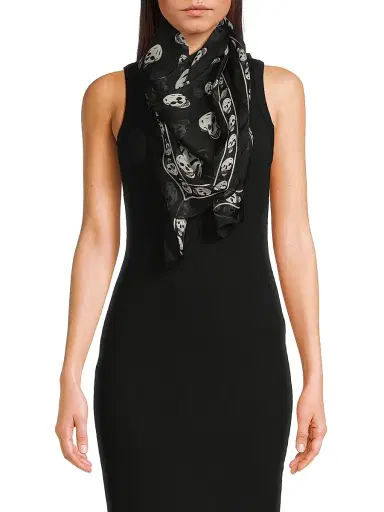 Alexander McQueen Women's Silk Skull Scarf - Black | Thumbnail 3 Alexander McQueen Women's Silk Skull Scarf - Black | Thumbnail 3