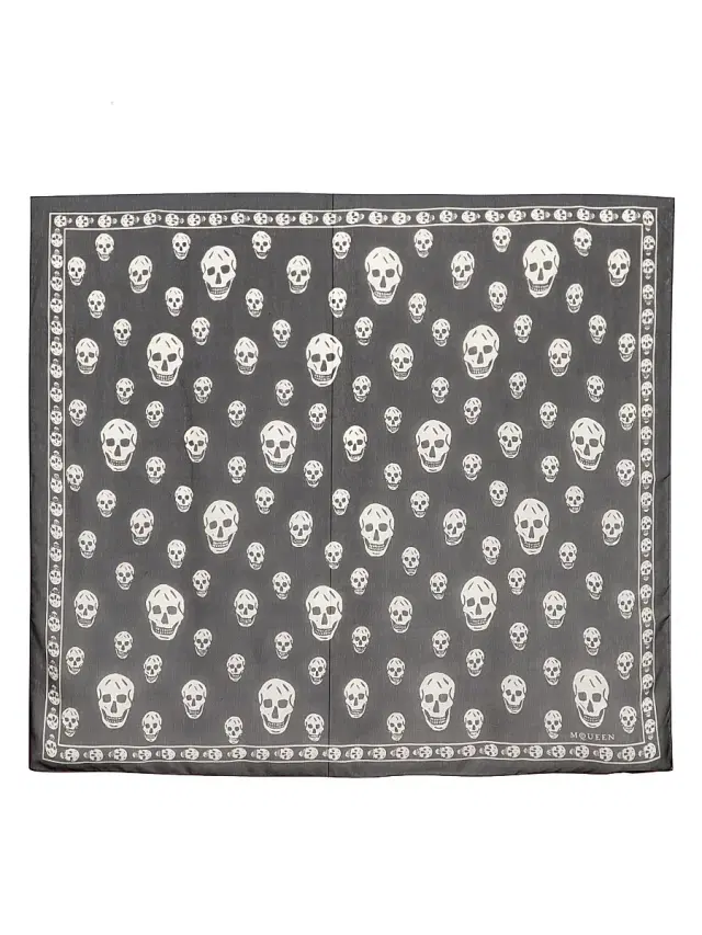 McQueen Women's Silk Skull Scarf - Black