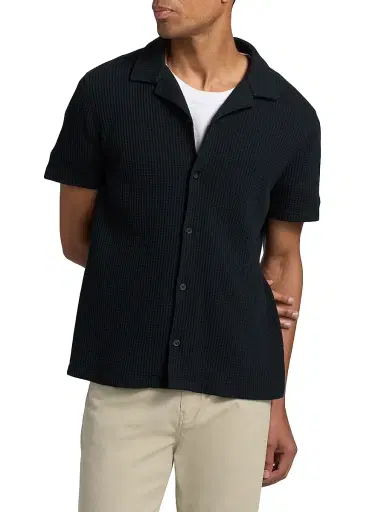 Vince Men's Macro-Waffle Camp Shirt | Thumbnail 3 Vince Men's Macro-Waffle Camp Shirt | Thumbnail 3