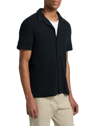 Vince Men's Macro-Waffle Camp Shirt | Thumbnail 4 Vince Men's Macro-Waffle Camp Shirt | Thumbnail 4